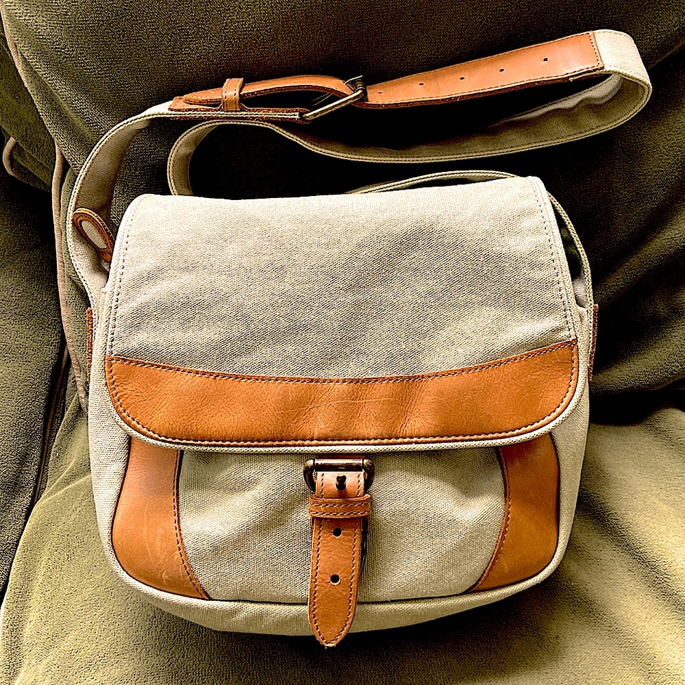 LL. BEAN canvas and leather messenger bag